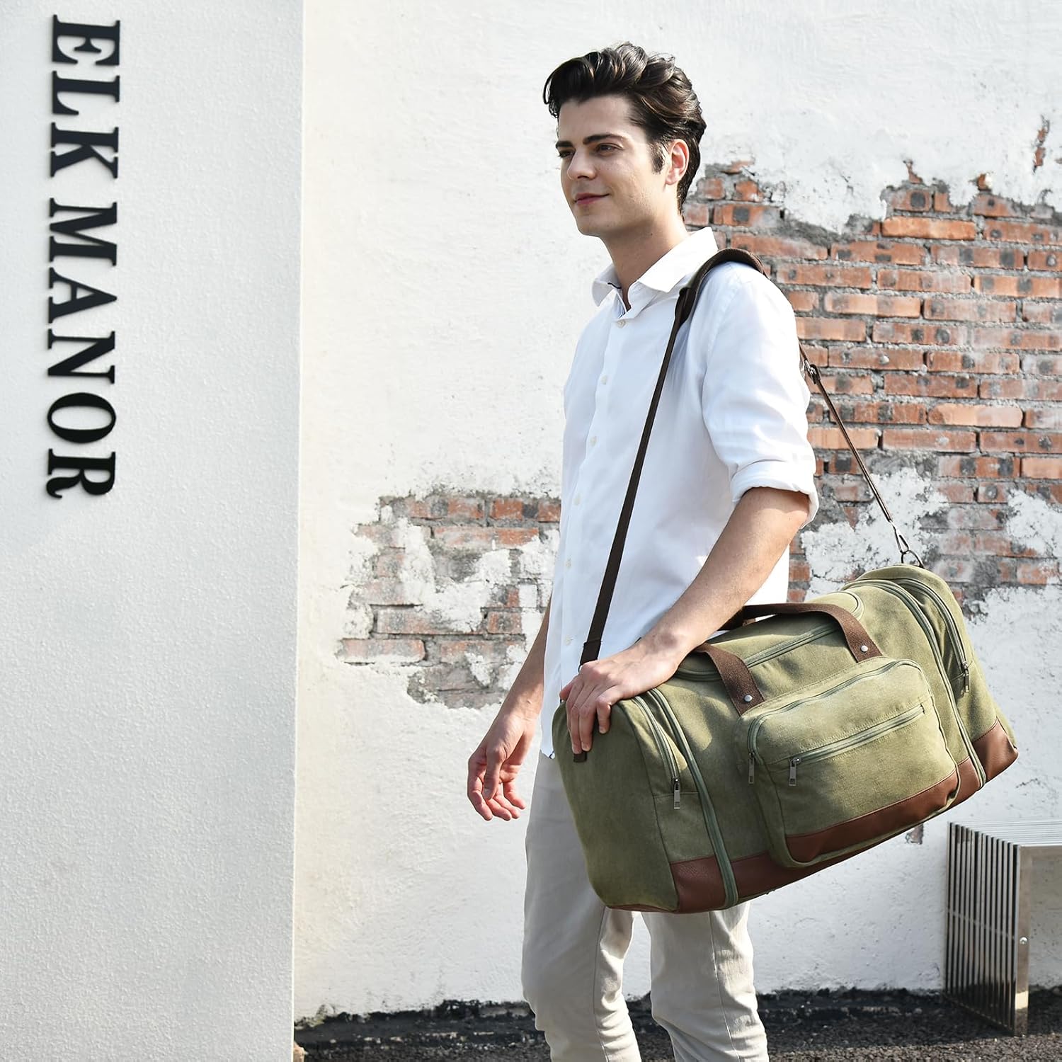 Expandable 50L Canvas Duffle Bag for Travel and Gym Essentials