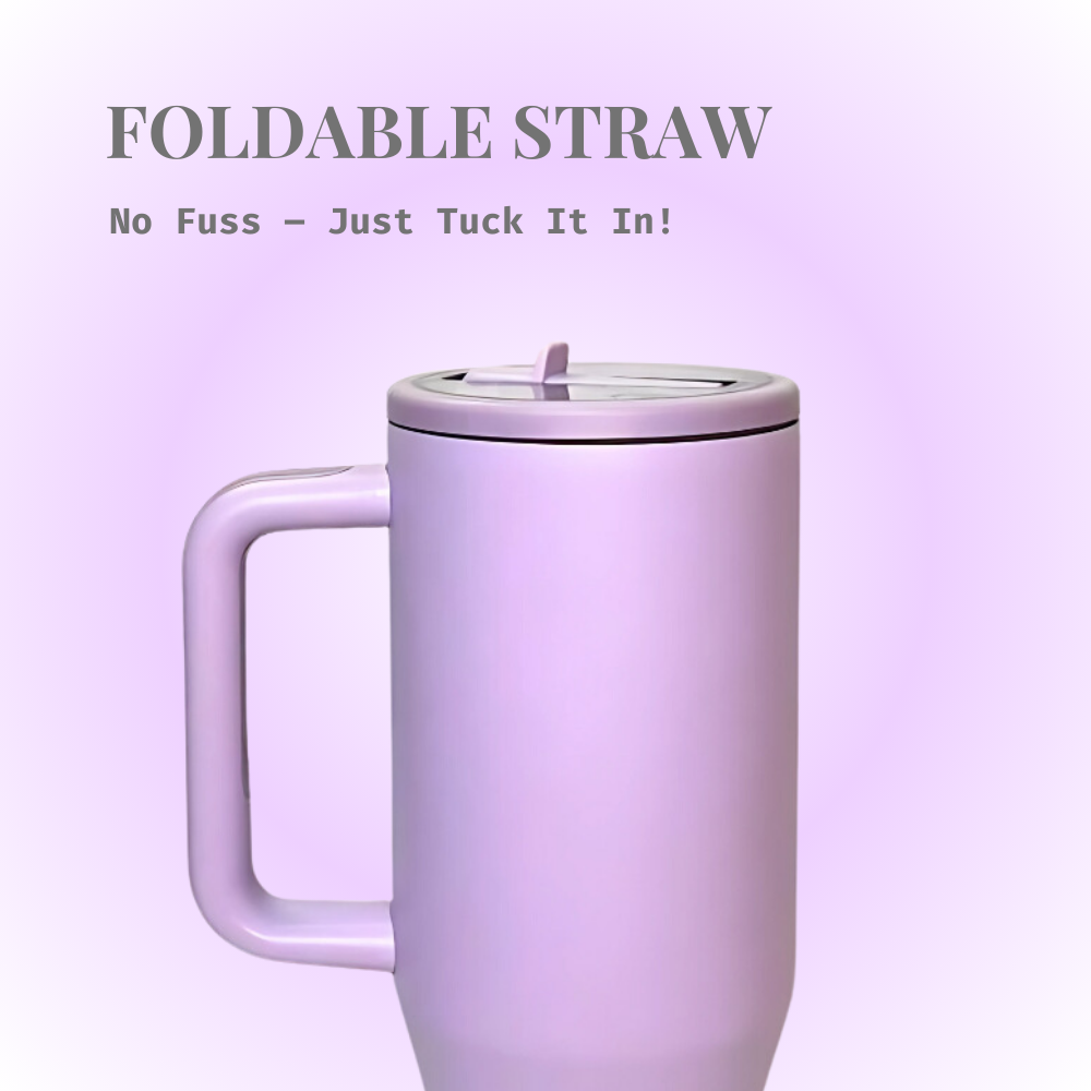 Purple 40oz Insulated Tumbler Leakproof Foldable Straw