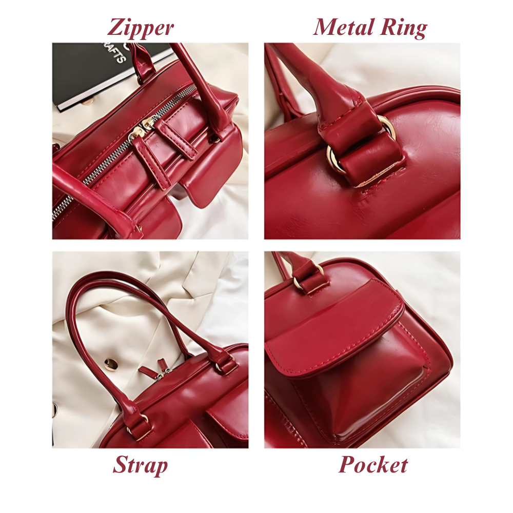 Burgundy Trendy Vegan PU Leather Shoulder Bag